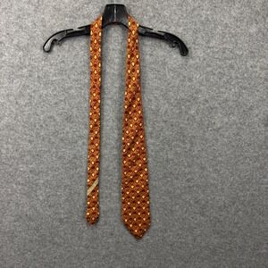 Ermenegildo‎ Zegna Mens Silk Tie Orange Gold Floral Geometric Made in Italy